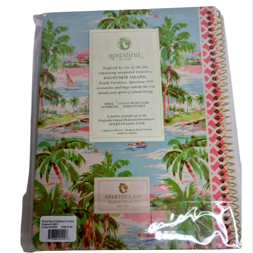 Spartina 449 Ruled Spiral Notebook Coastal Dreams NEW